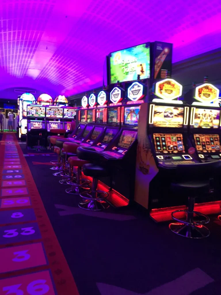 Purple slot machine row at Casino Barrière La Rochelle
