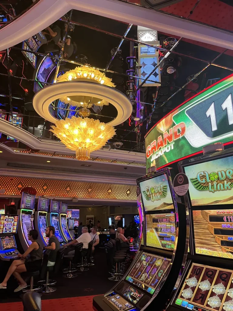 Chandelier slot machines at Casino Barrière Le Ruhl Nice
