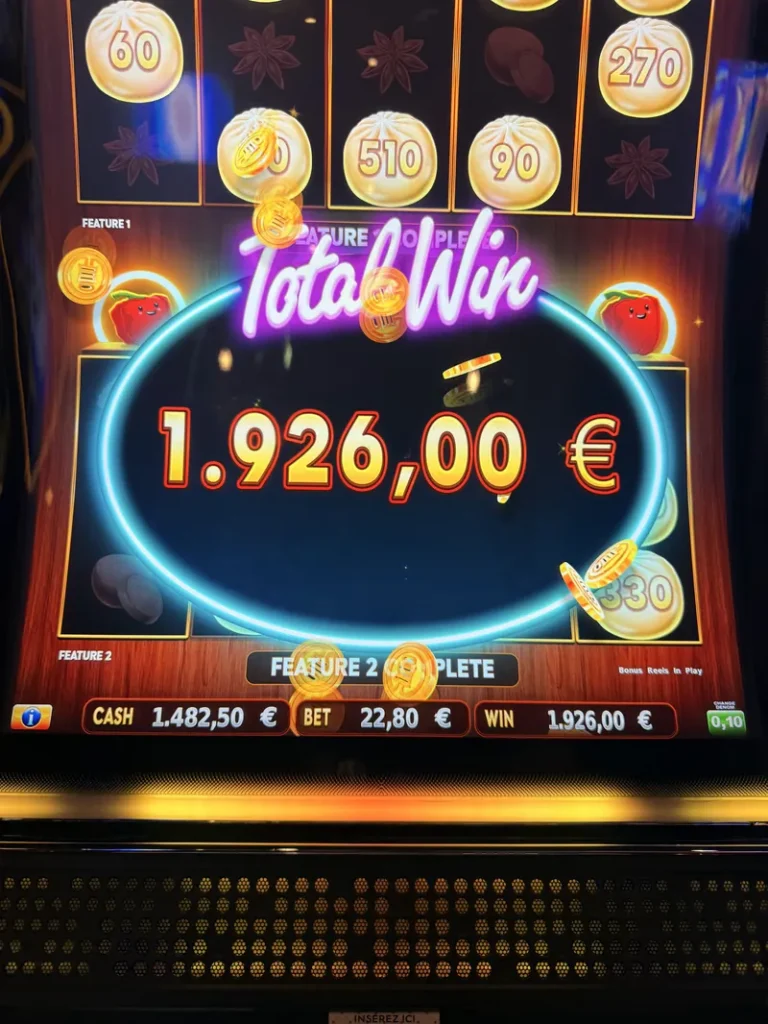 Win screen at Casino Barrière Niederbronn