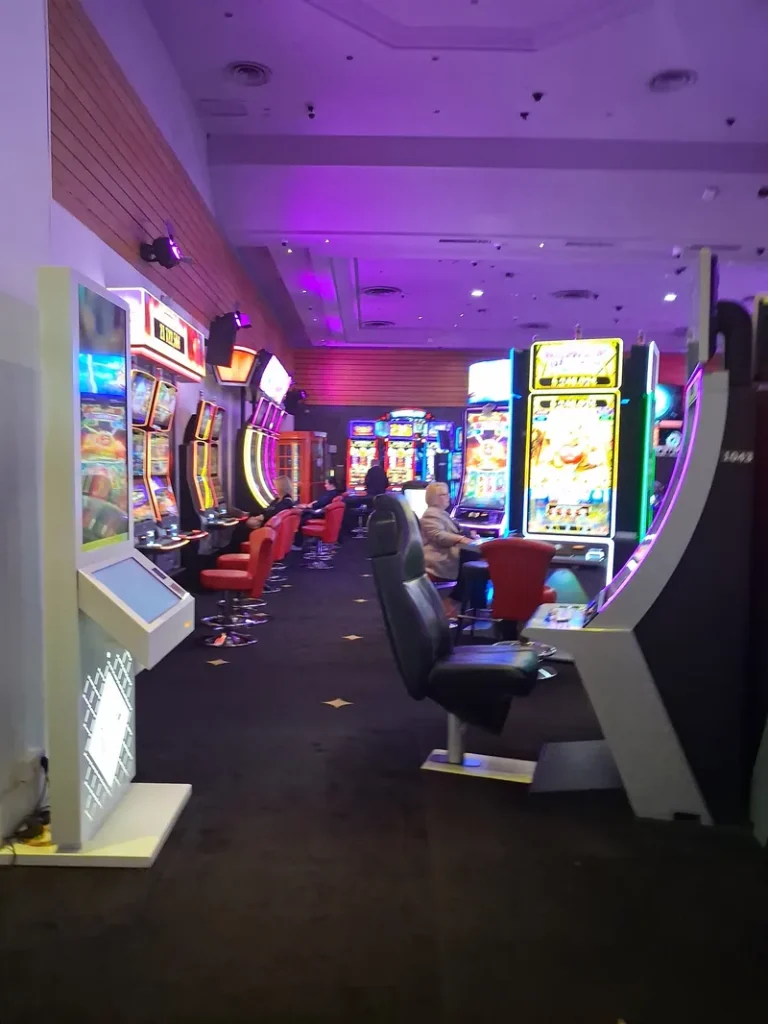 Purple slot machine hall at Casino Barrière Saint-Raphaël