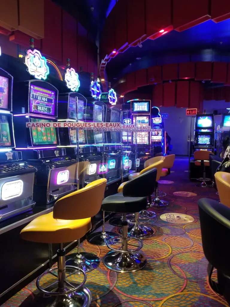 Blue slot machine row at Casino de Pougues-les-Eaux