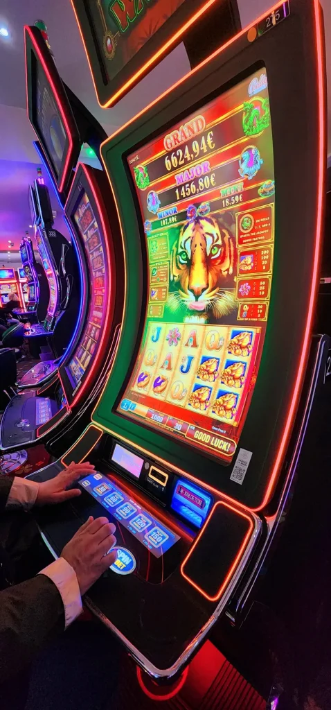 Colourful slot machine close-up at Casino JOA de Fécamp