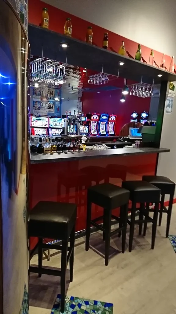 Bar lounge overlooking the gaming floor at Casino de Bourbon-Lancy