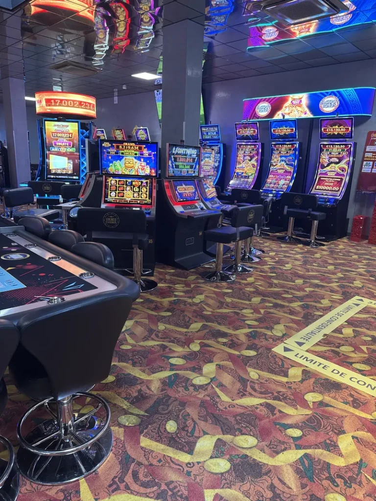 Row of slot machines at Casino de Bourbon-Lancy