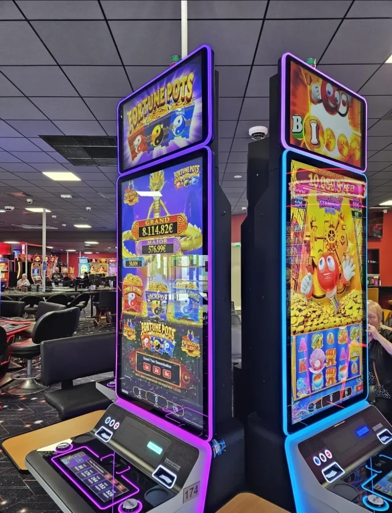 Pair of upright slot machines at Casino de Fort-Mahon-Plage