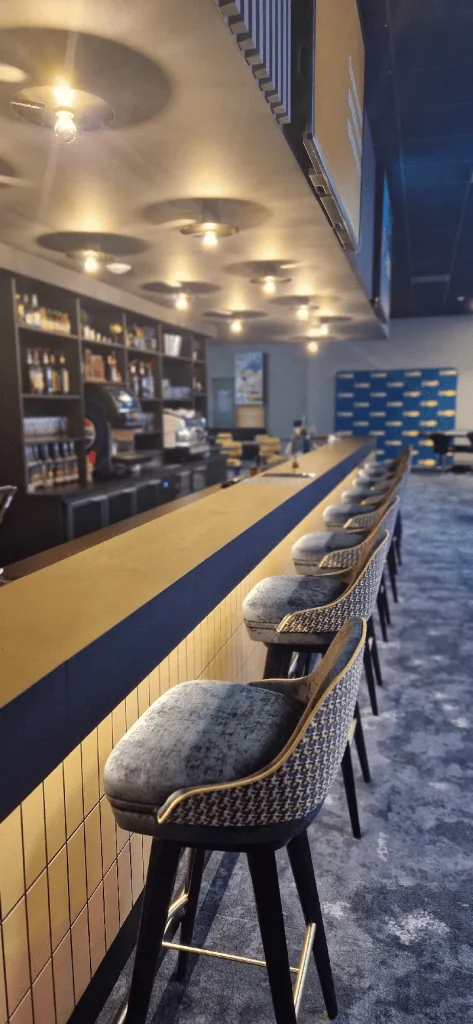 Bar counter and stools inside Casino de Vittel