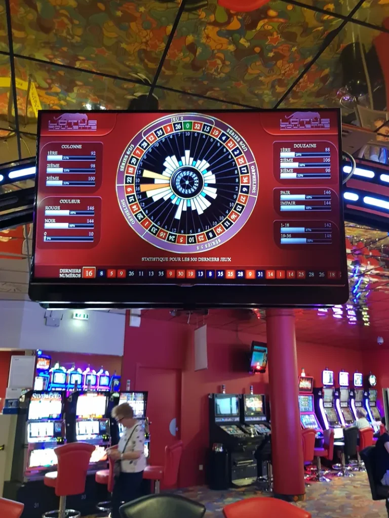 Electronic roulette screen at Casino Les Atlantes